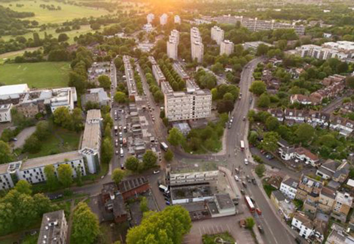 An aerial view of the Alton Estate