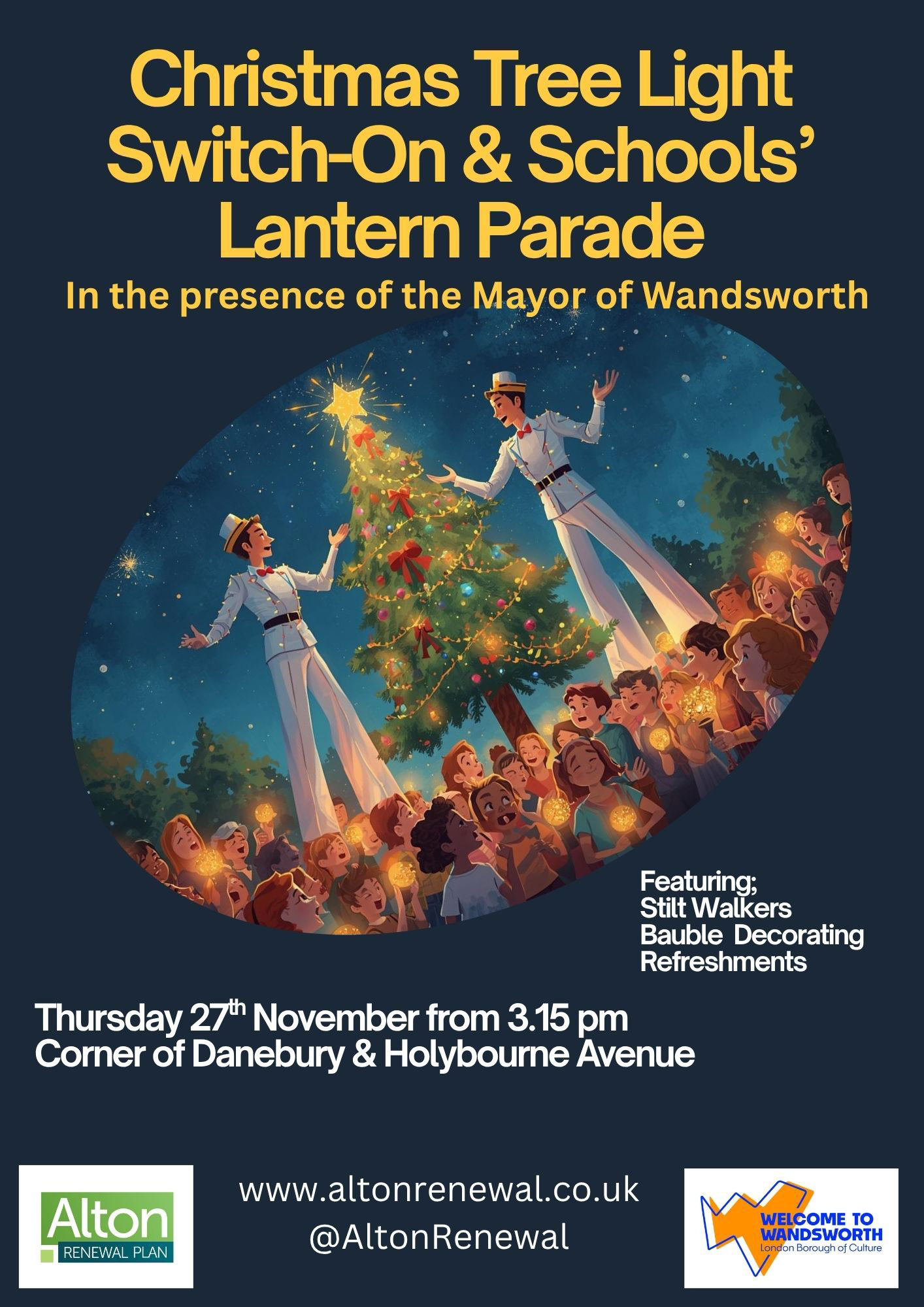 Christmas Tree Light Switch On & Schools Lantern Parade Poster