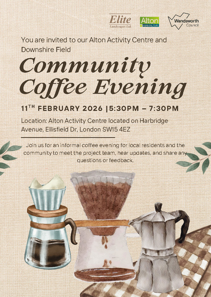 Invitation to a Community Coffee Evening on Wednesday 11th February at Alton Activity Centre, from 5.30pm.