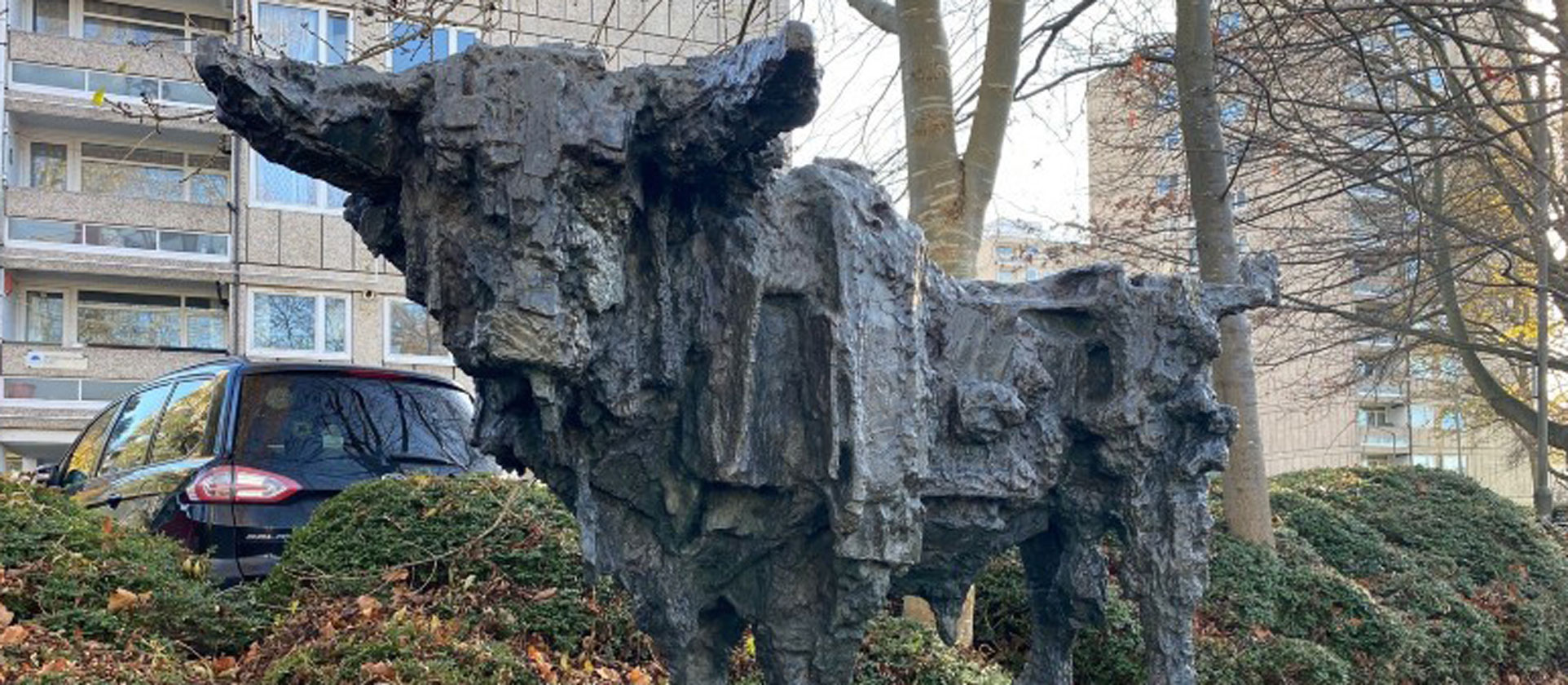 A picture of the restored Grade II* listed Bull sculpture