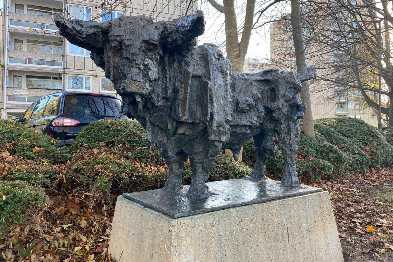 The restored Bull sculpture on the Alton estate in Roehampton