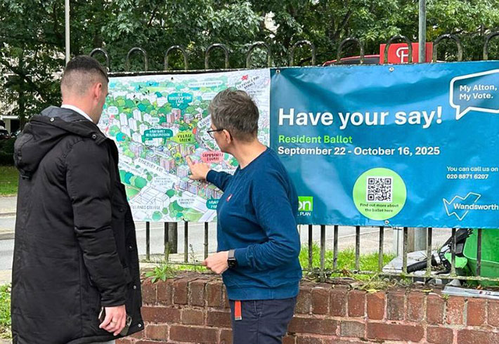 Local residents have been involved in the plans, a person is pictured here in front of an Alton Renewal banner, talking to a member of the project team 