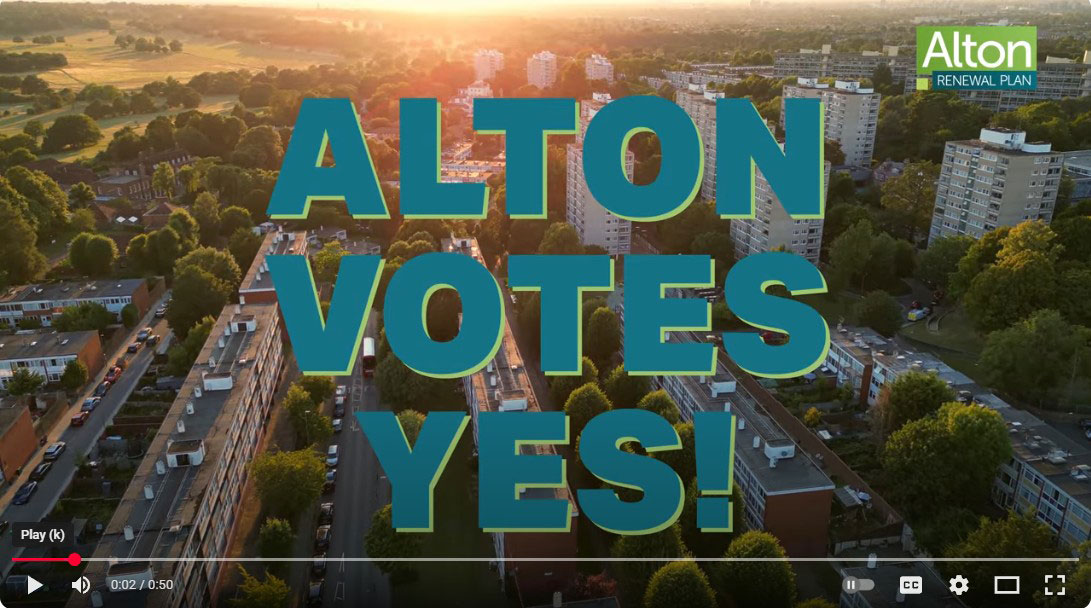 Still image from a YouTube video about he Alton Renewal residents' ballot