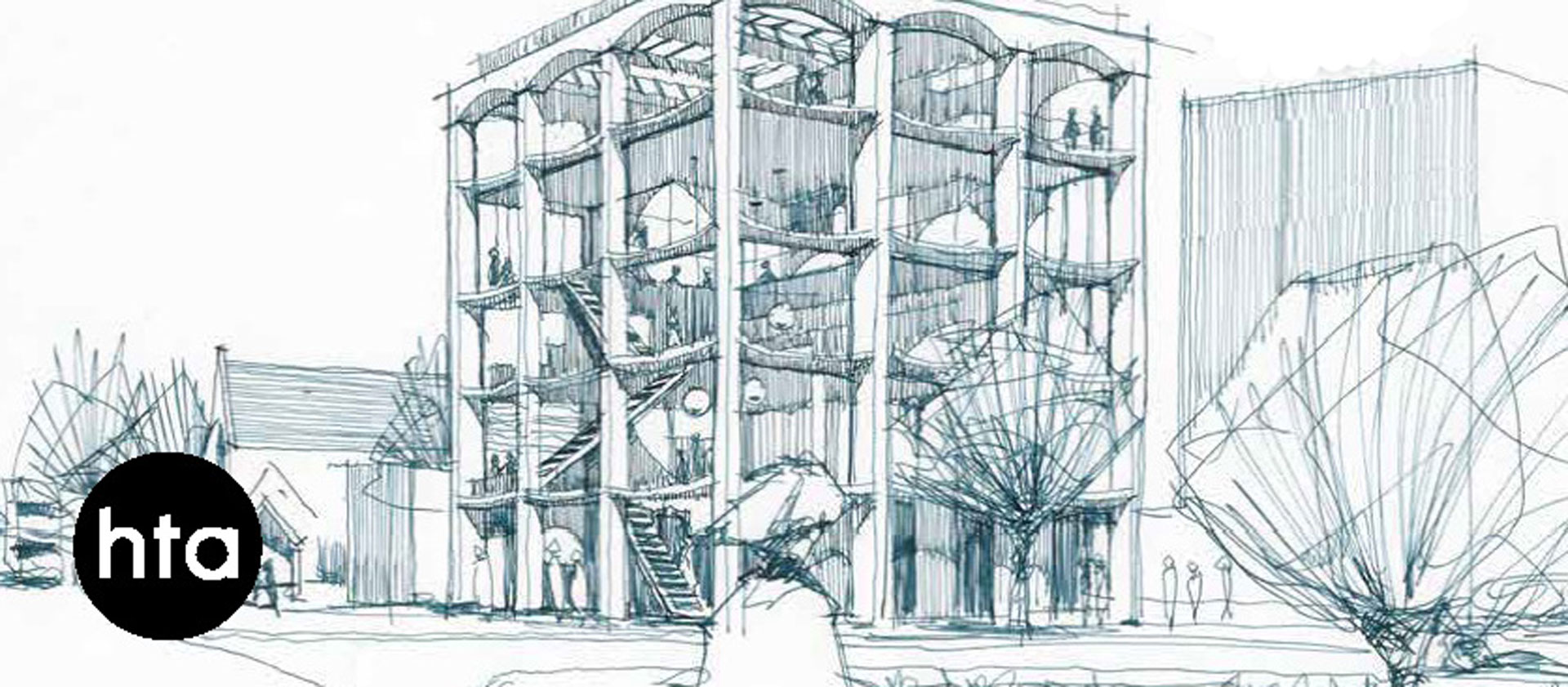 Simple pencil illustration showing what the new building could look like