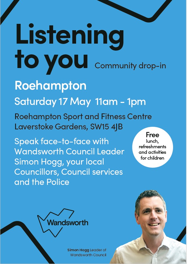 An image of the front cover of a leaflet advertising the community drop-in event