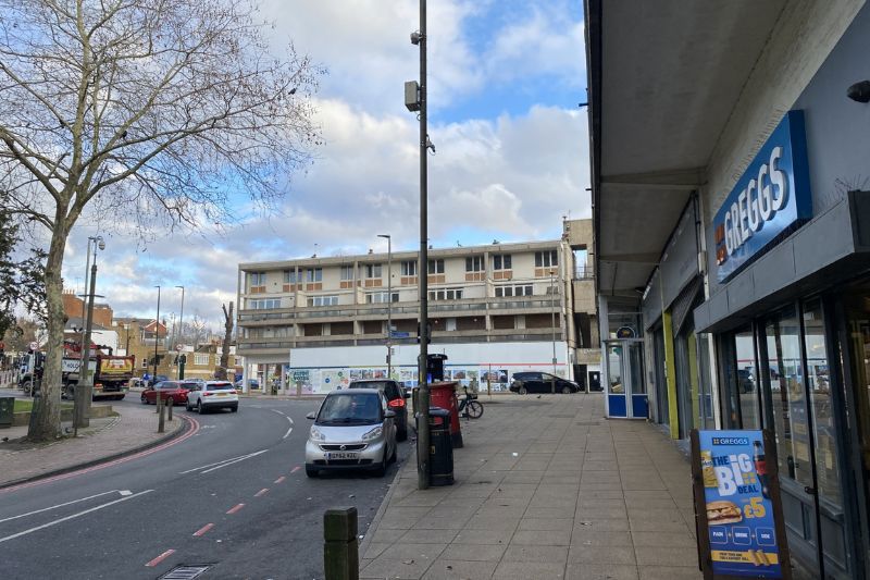 A view of the former Co-op building on Danebury Avenue