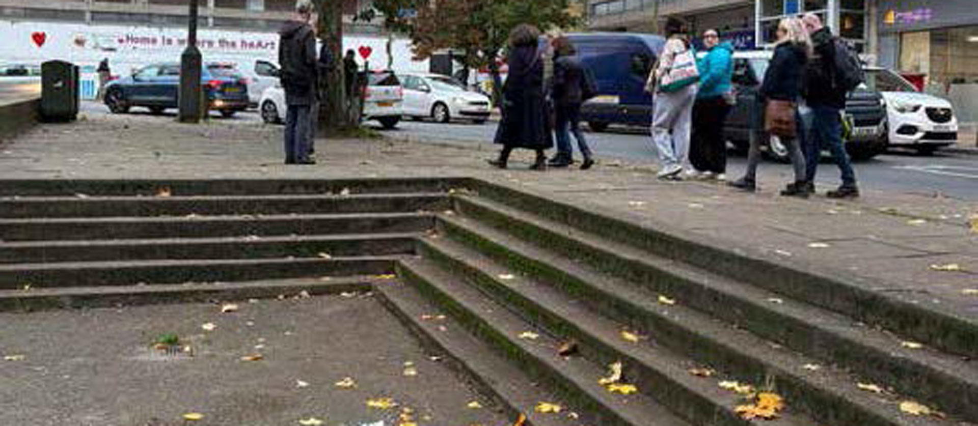 An image showing steps outside Roehampton Library - one of the areas on the estate where accessibility could be improved.